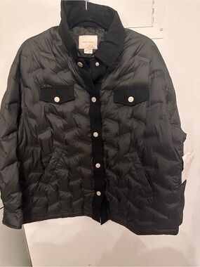 Black Quilted Snap-Front Puffer Jacket NWT